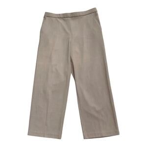 Sag Harbor Stretch Petite Taupe Pull On Dress Pants 12P Elastic Waist 25" Inseam